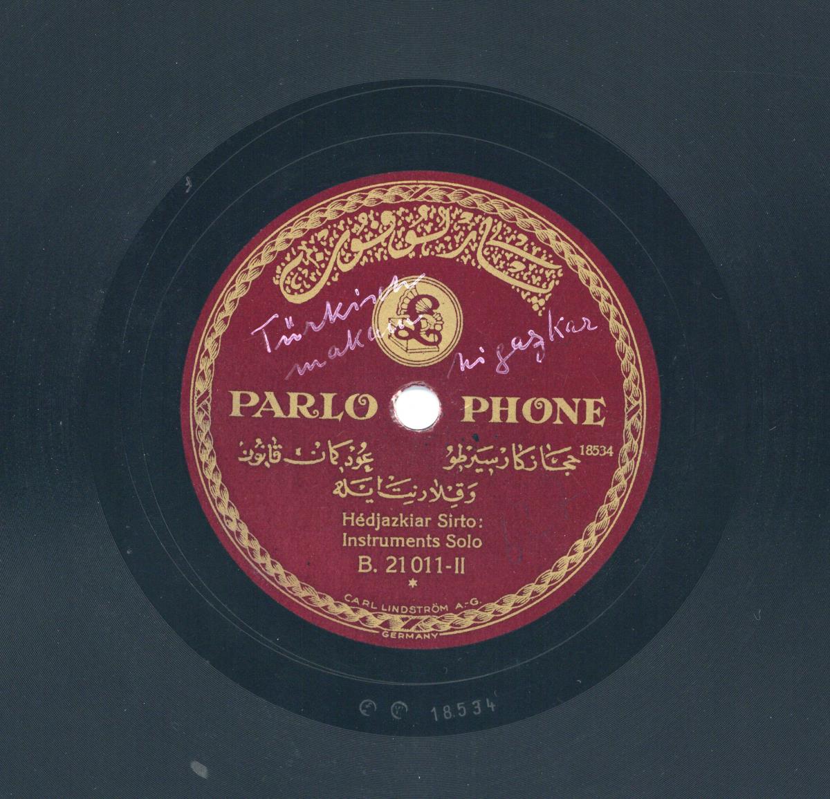 Titel A: Mahour Ismir Zeibek : Instruments Solo
Titel B: Hedjazkiar Sirto : Instruments Solo