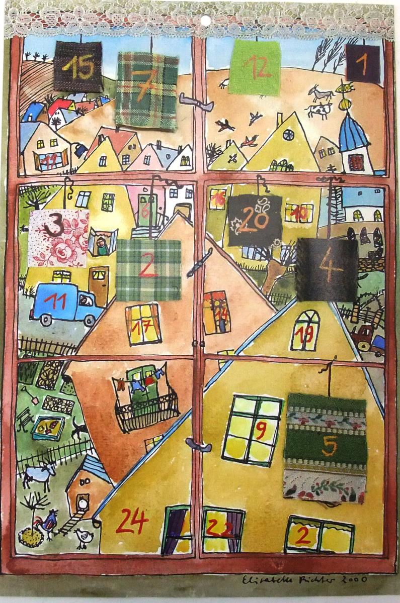 o.T. Fenster mit Ausblick in eine kleine Stadt
