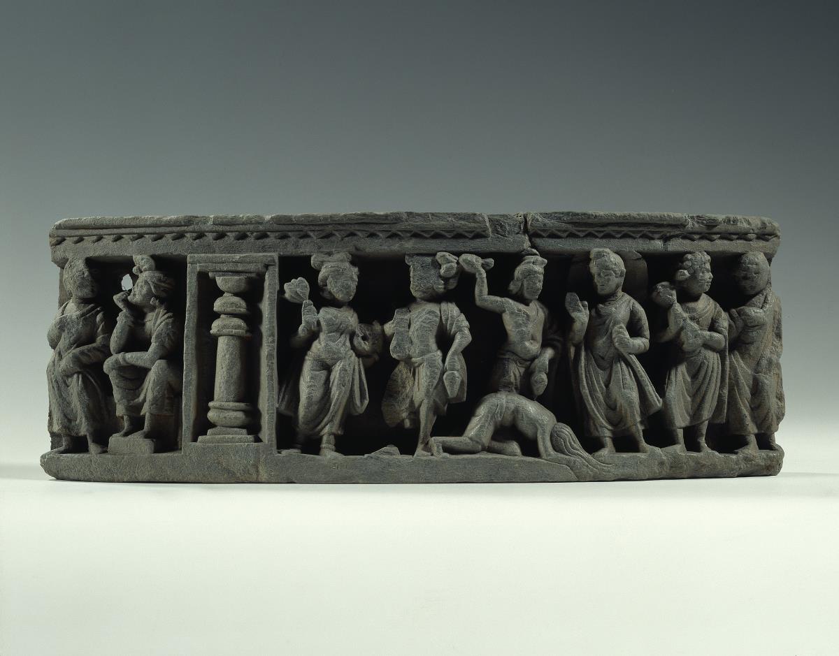 Erzählende Szene: Der Vorzeit-Buddha Dipankara prophezeit die Buddhaschaft des Shakyamuni Buddha (Dipankara-Jataka)
