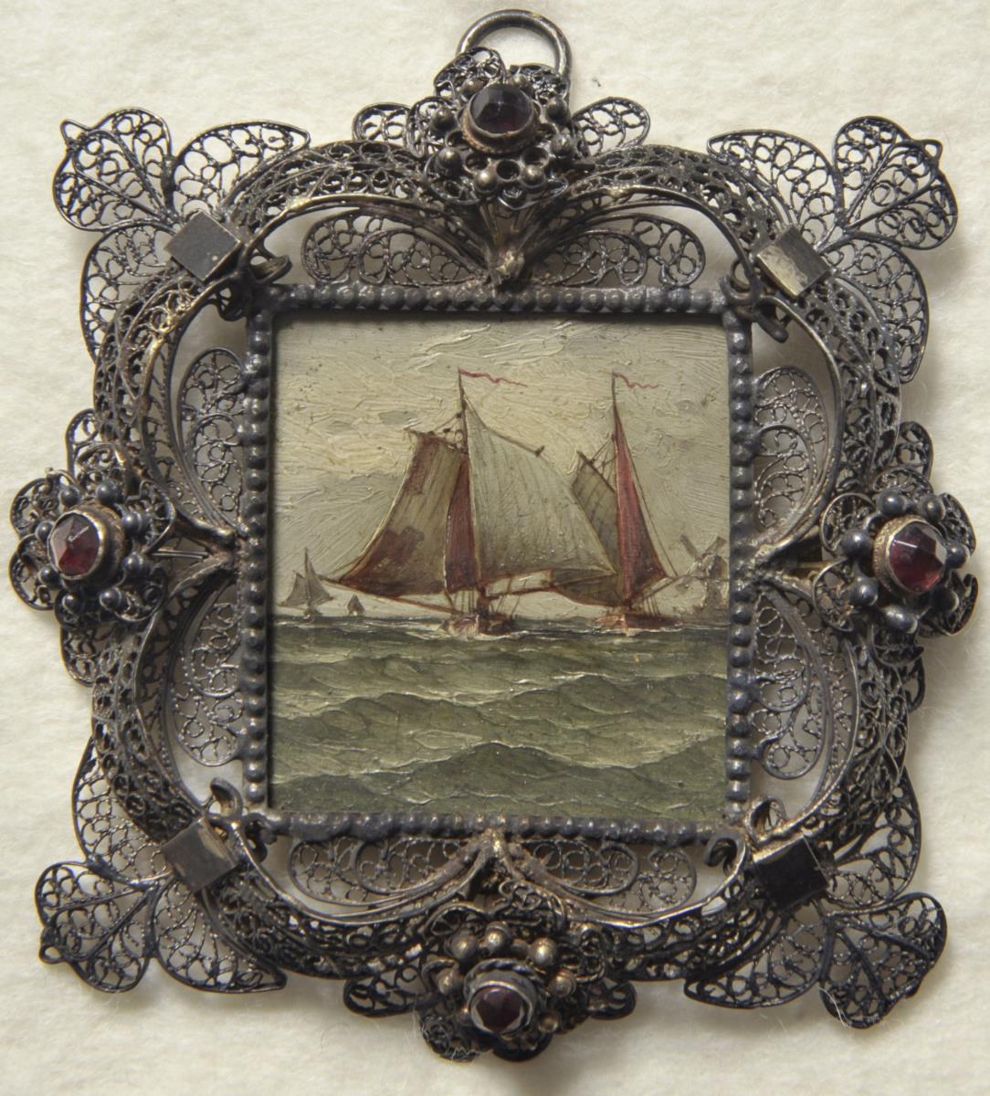 Auf der Maas. Miniatur aus der Sammlung Loewe