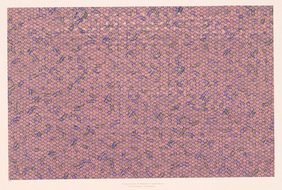 Walzendruckpapier mit Golddruck (kleines florales Flächenmuster)