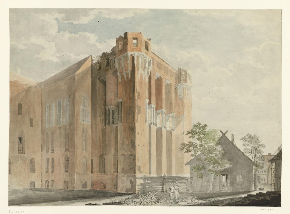 Aufnahme der nordwestlichen Front des Marienburger Schlosses mit dem Kapitelsaal