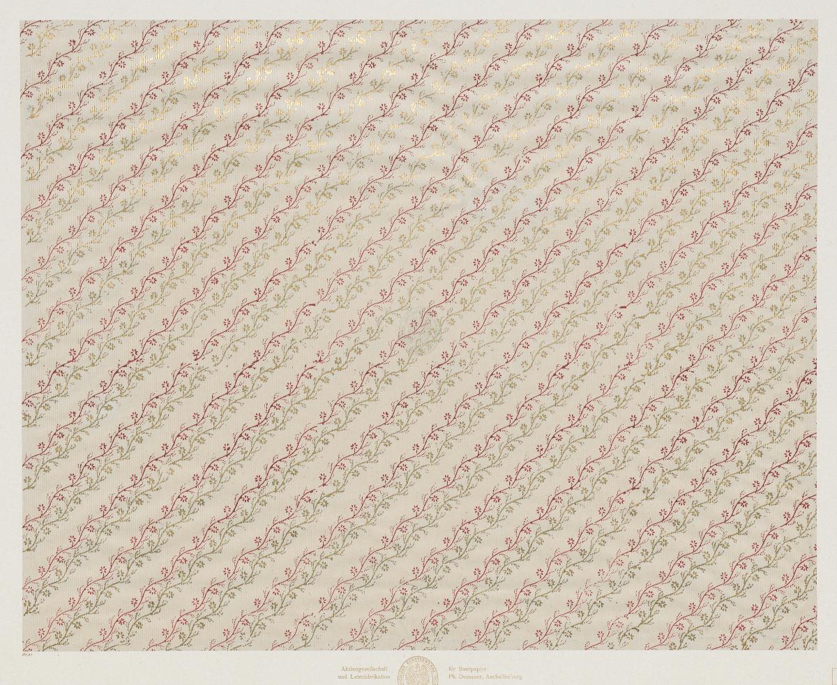 Walzendruckpapier mit Golddruck (florales Streifenmuster)