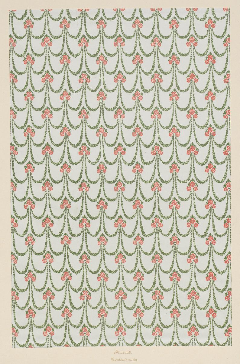 Lithografiertes Papier (florales Flächenmuster)