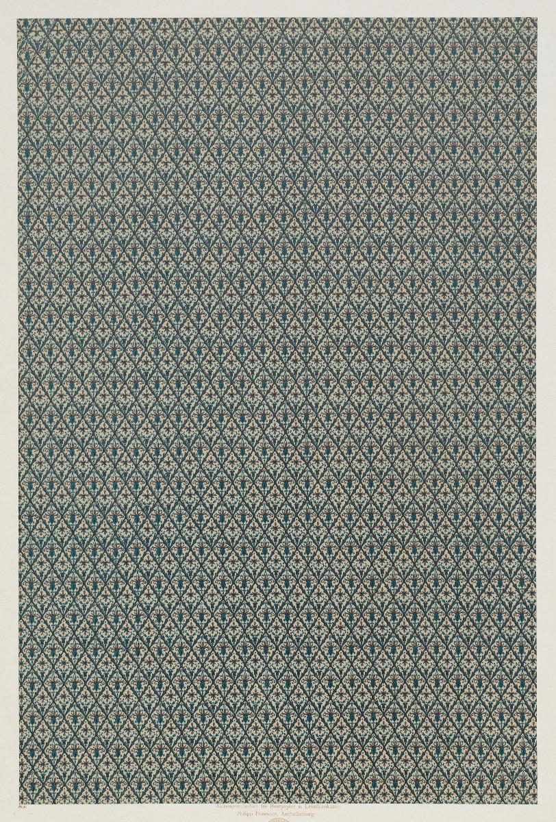 Lithografiertes Papier (Rautenmuster mit floralen Ornamenten)