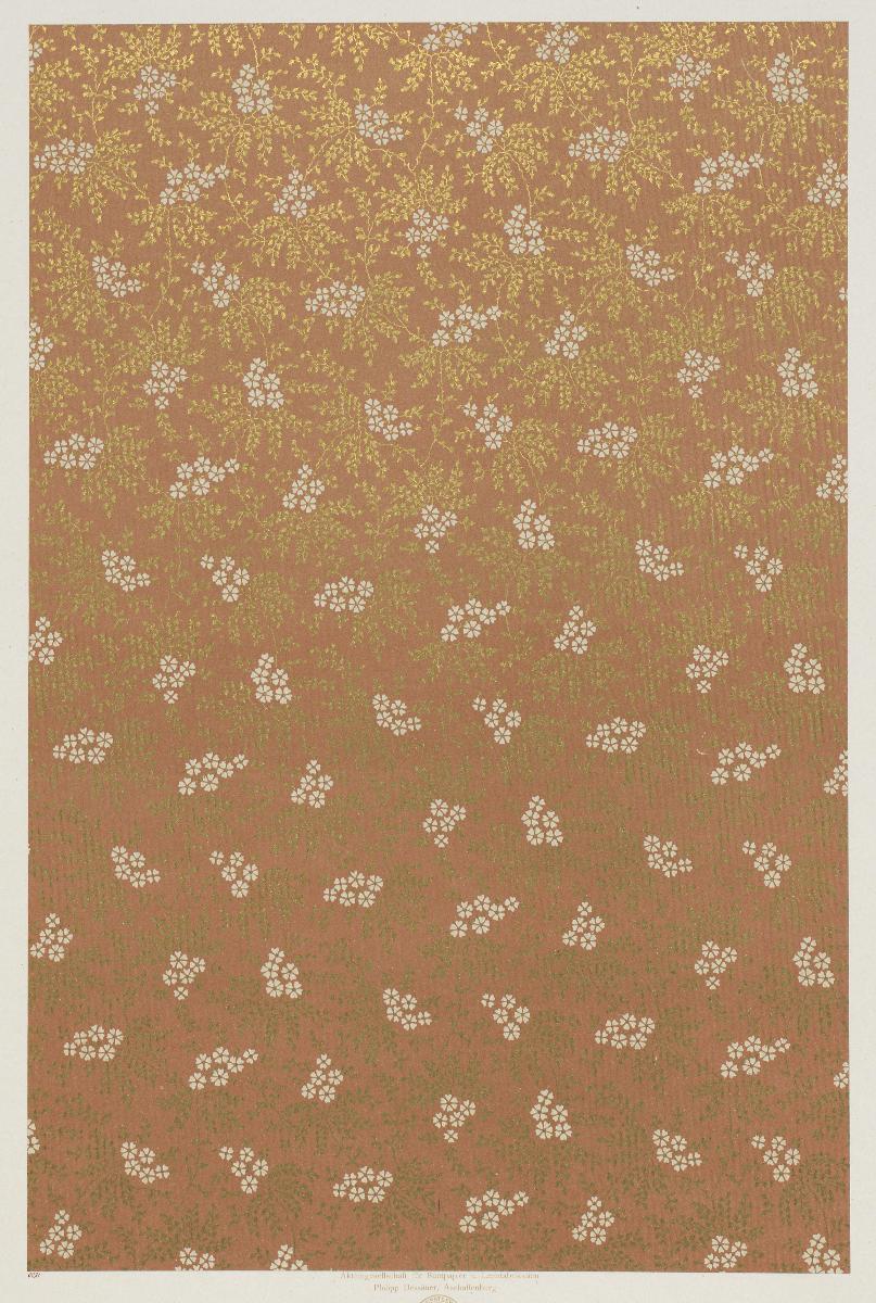 Lithografiertes Papier mit Golddruck (florales Flächenmuster)