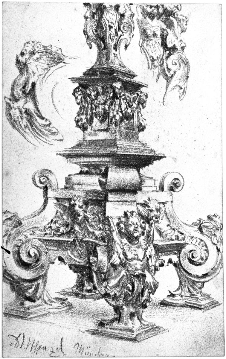 Kandelaberfuß und zwei Detailstudien