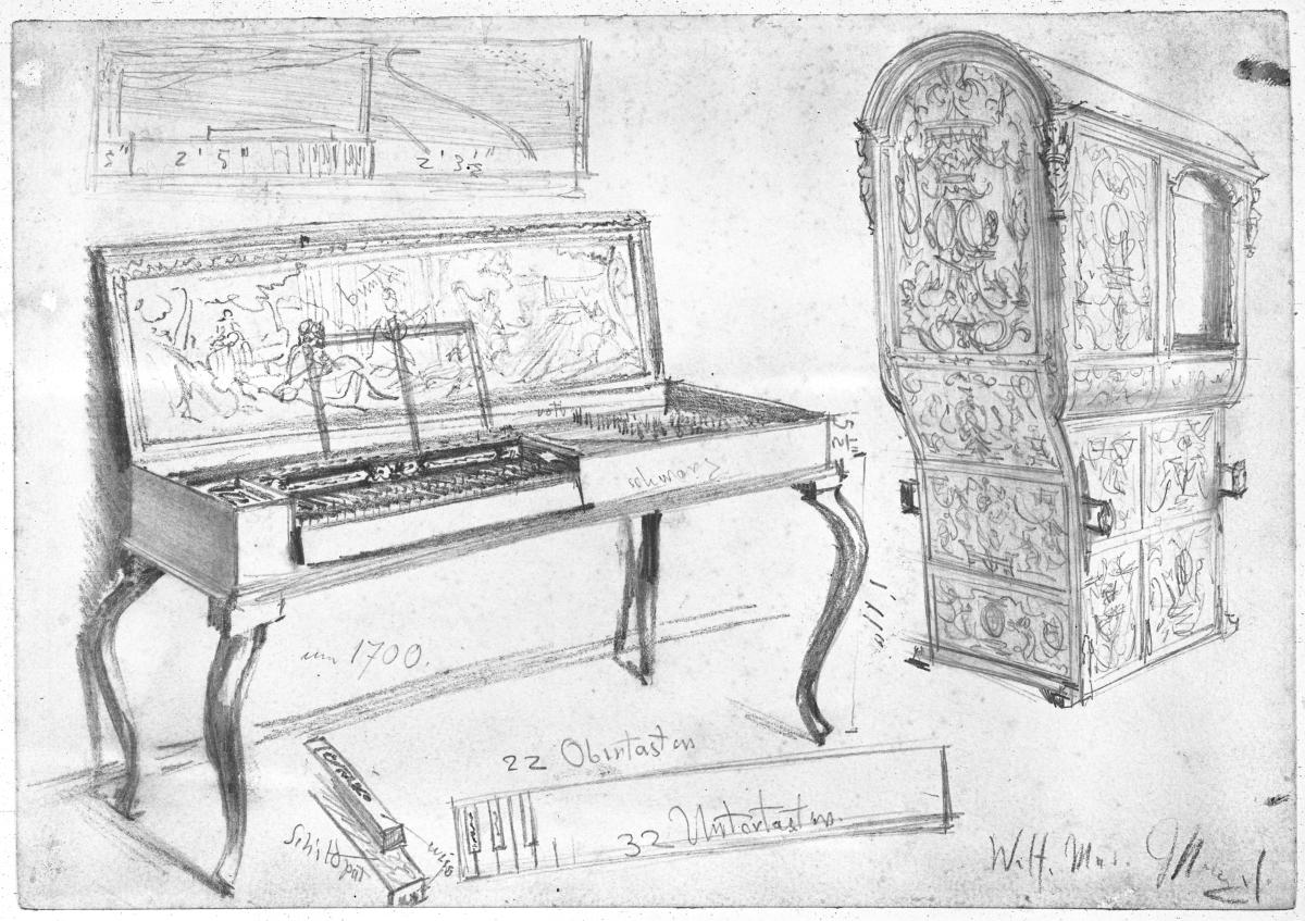 Clavichord und Sänfte im Welfenmuseum in Hannover