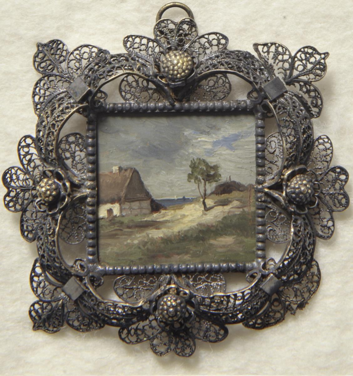 Häuschen am See. Miniatur aus der Sammlung Loewe