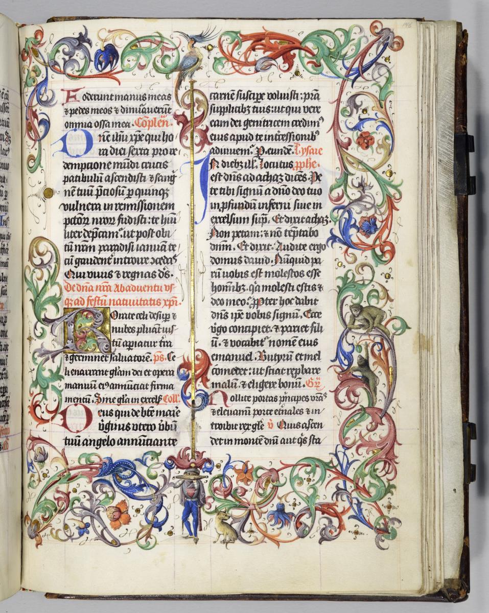 Textseite mit Initial und Zierumrandung. Gebetbuch der Pfalzgräfin Margarethe von Simmern