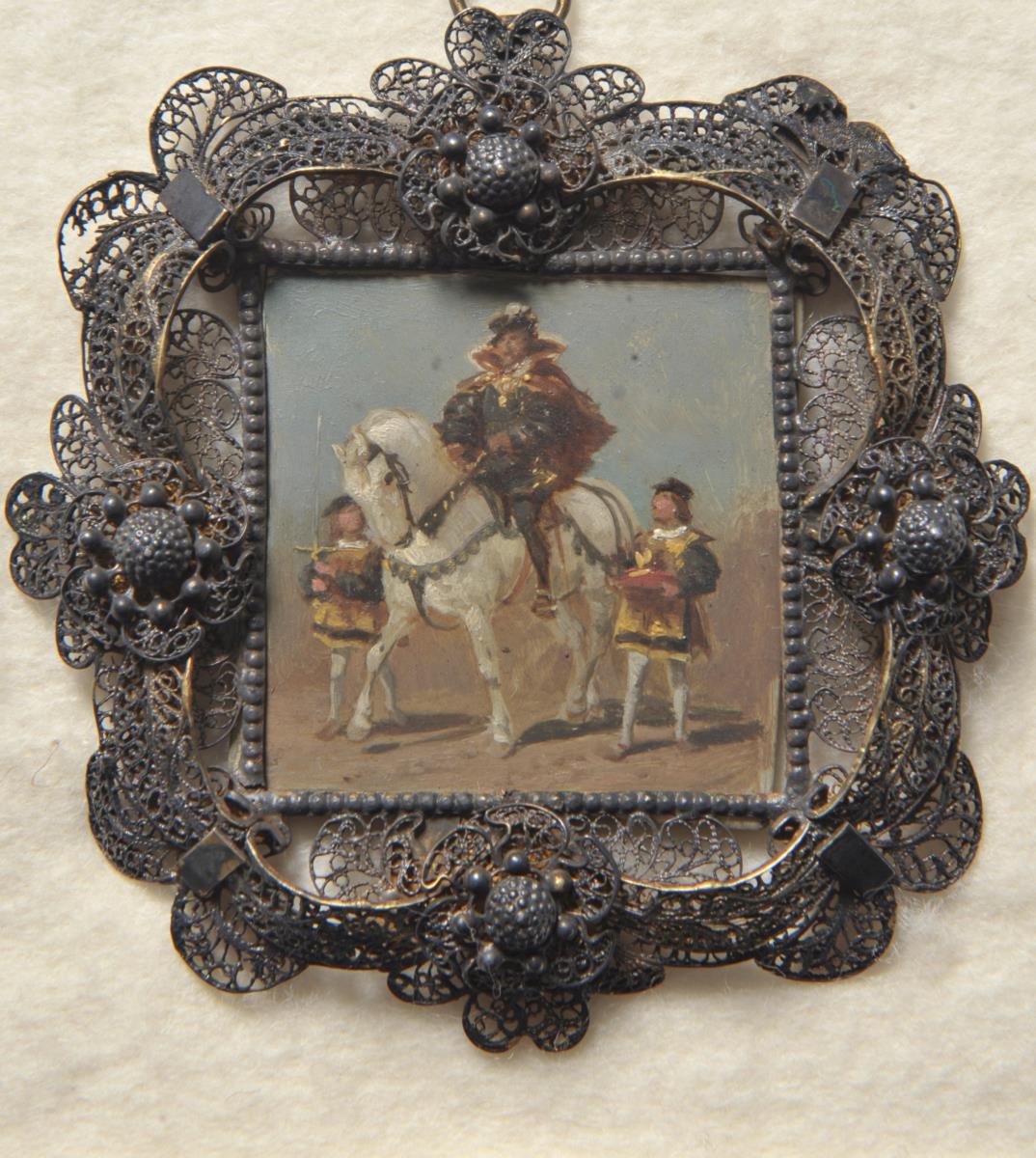 Kaiser Karl V. mit Pagen. Miniatur aus der Sammlung Loewe