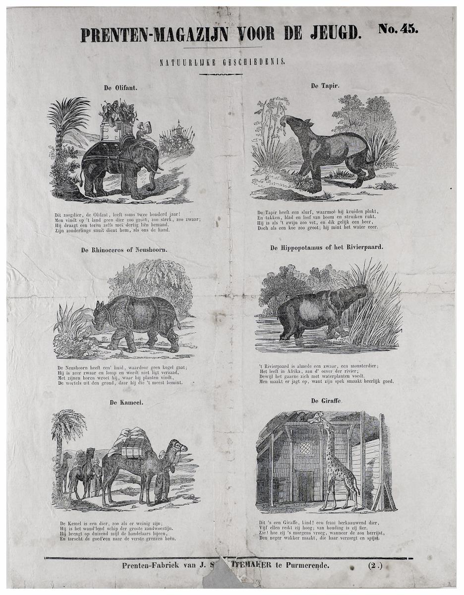 Prenten-Magazin voor de Jeugd. No. 45, Natuurlijke Geschiedenis. [Magazin für die Jugend. Naturgeschichten]