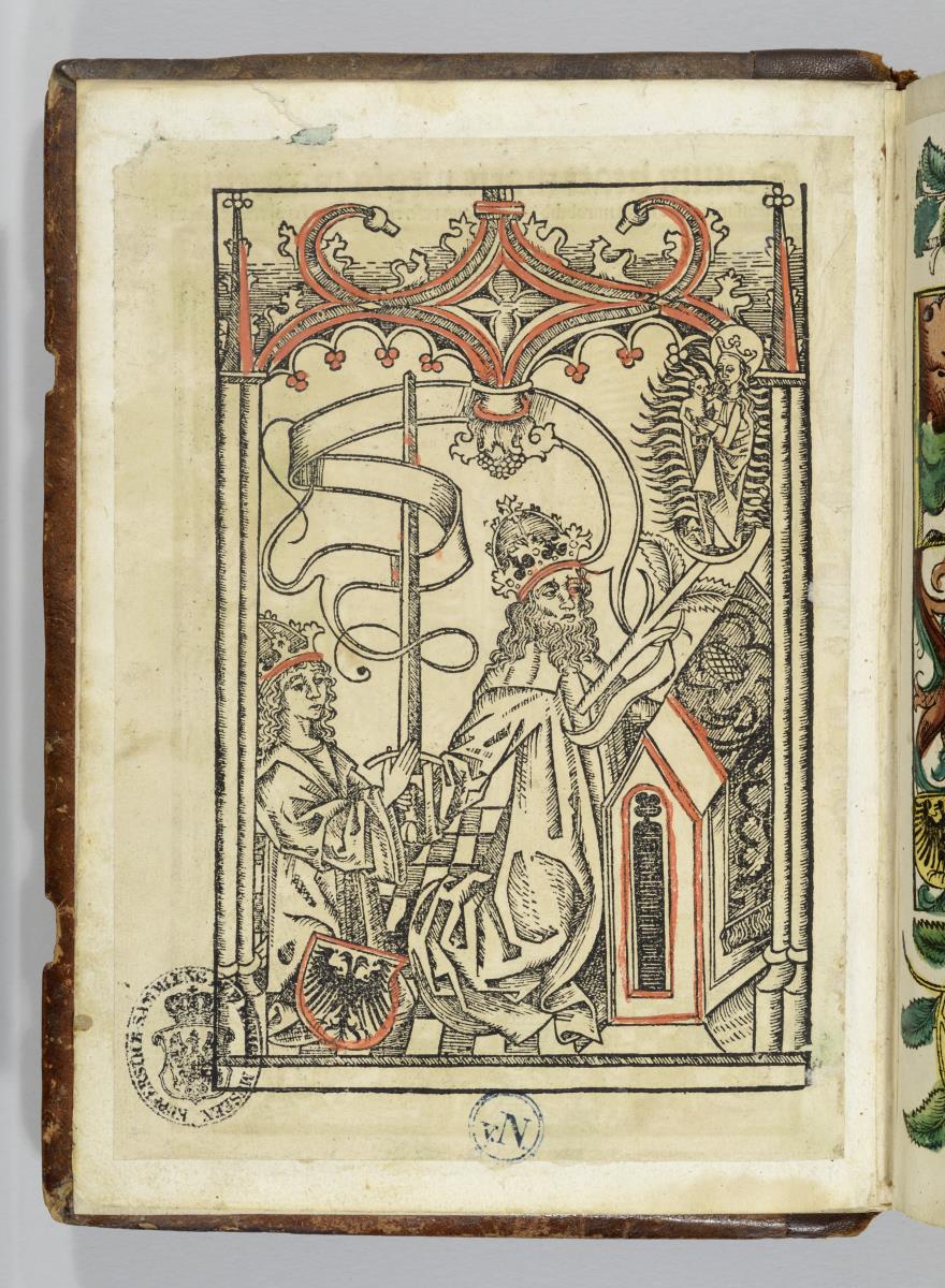 Anbetung der Maria in der Mandorla. in: Nitschewitz, Hermannus: Novum beatae Mariae virgis Psaltarium. Zinna ca. 1492
