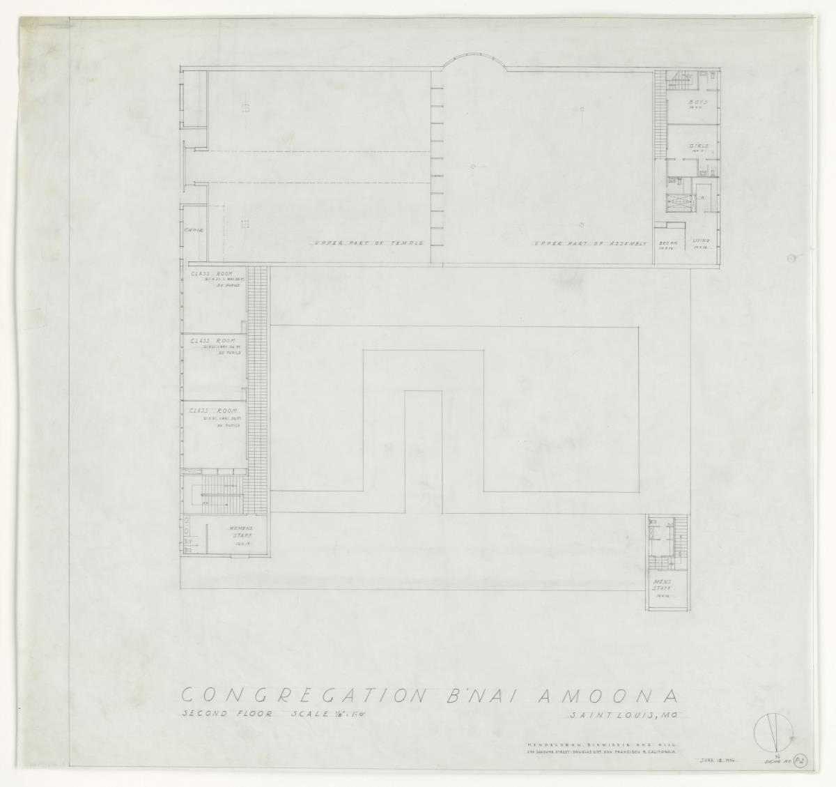 St. Louis, Missouri, Synagoge und Gemeindezentrum B'nai Amoona, zweites Stockwerk