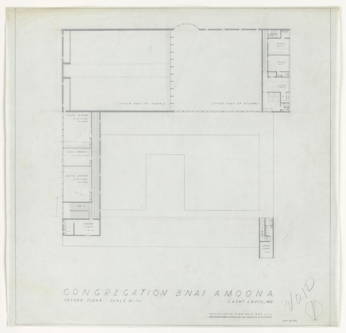 St. Louis, Missouri, Synagoge und Gemeindezentrum B'nai Amoona, zweites Stockwerk