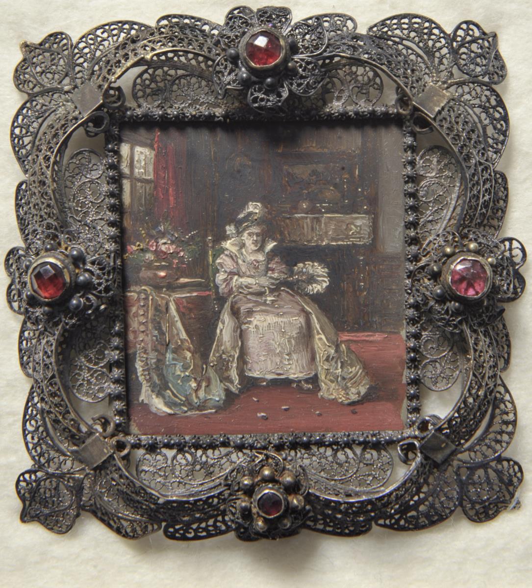 Interieur mit Frau. Miniatur aus der Sammlung Loewe