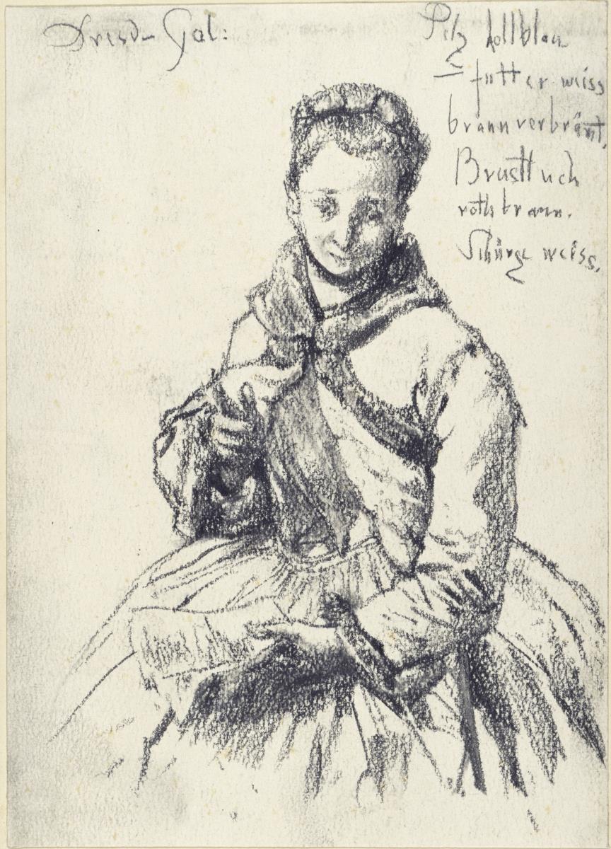 Dame mit Brief, nach Gemälde von Charles Hutin in der Dresdener Galerie