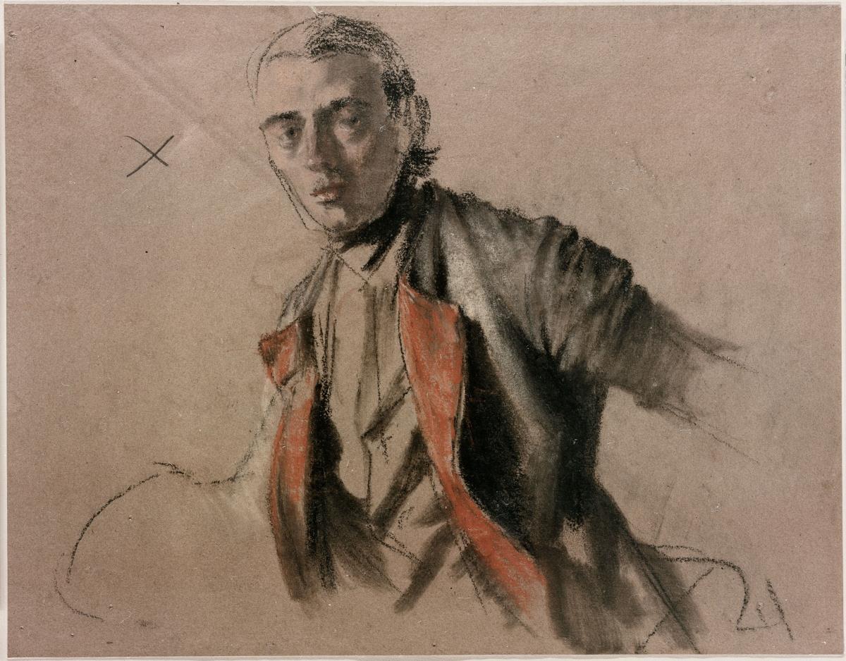 Modellstudie (Richard Menzel) als General von Stille für das Gemälde "Die Tafelrunde Friedrichs des Großen in Sanssouci"