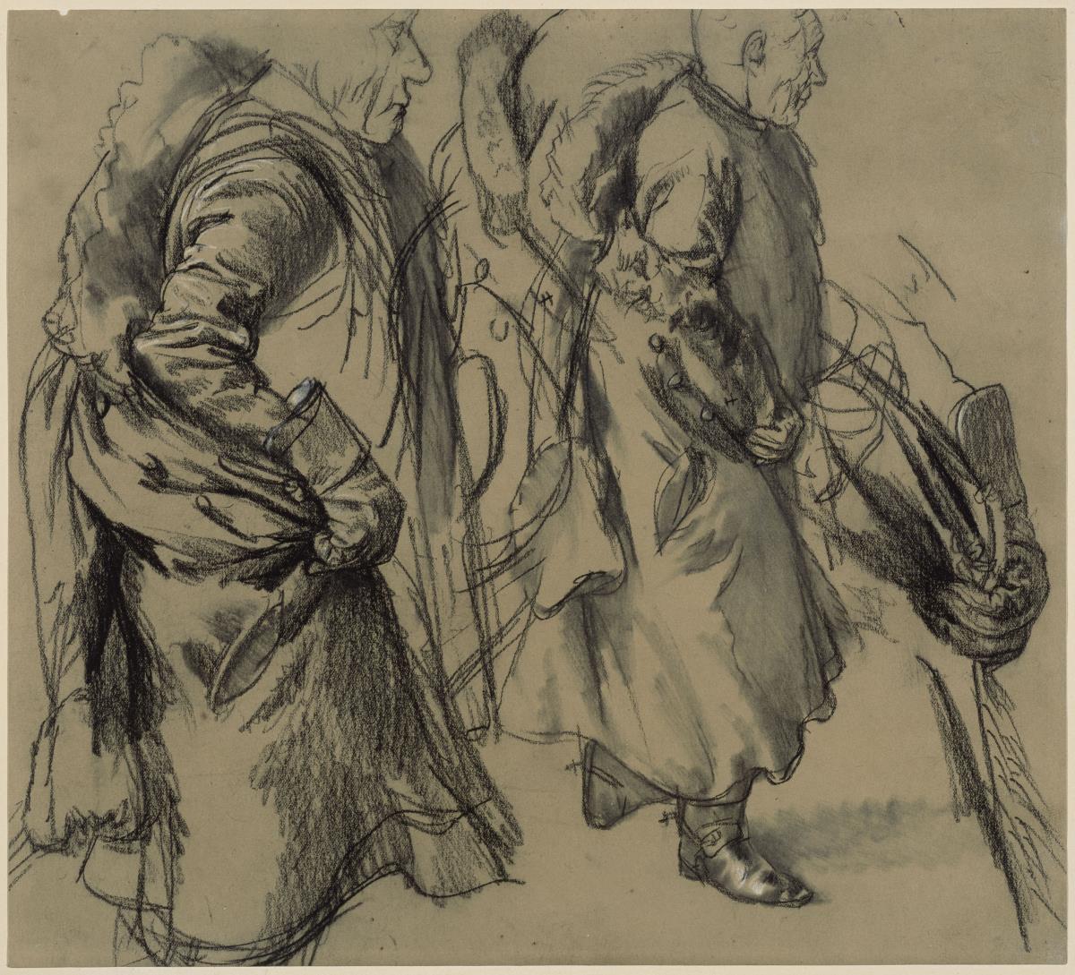General der Kürassiere mit rutschendem Pelzmantel. Zwei Modellstudien zu Lentulus im unvollendeten Gemälde Ansprache Friedrichs II. an seine Generäle vor der Schlacht bei Leuthen