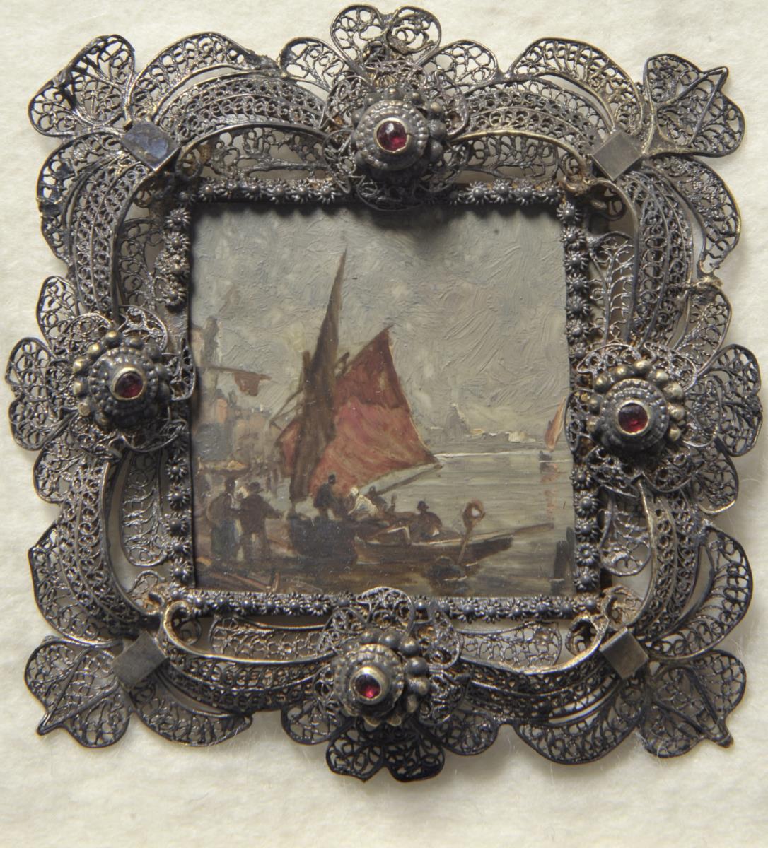 Segelboot. Miniatur aus der Sammlung Loewe