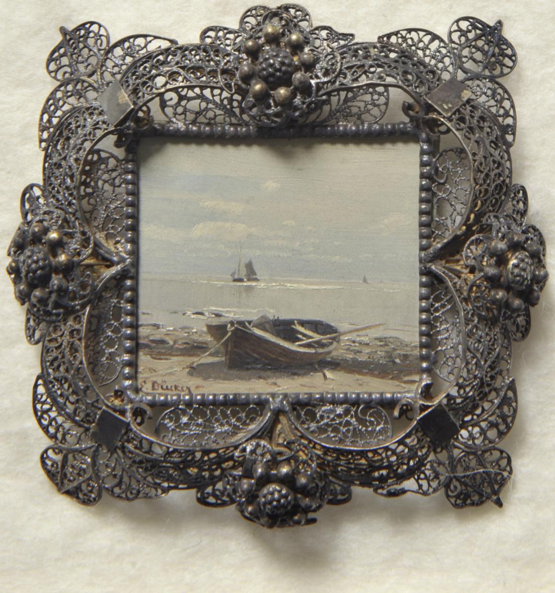 Boot am Strand. Miniatur aus der Sammlung Loewe