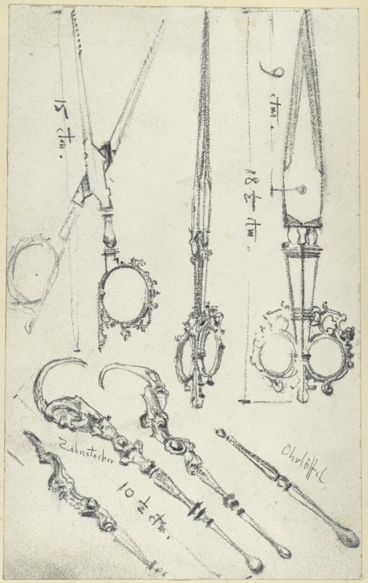 Medizinische Instrumente, vermutlich aus dem Jagd- und Arbeitstisch Kurfürst Johann Georgs I. von Sachsen, Historisches Museum, Dresden