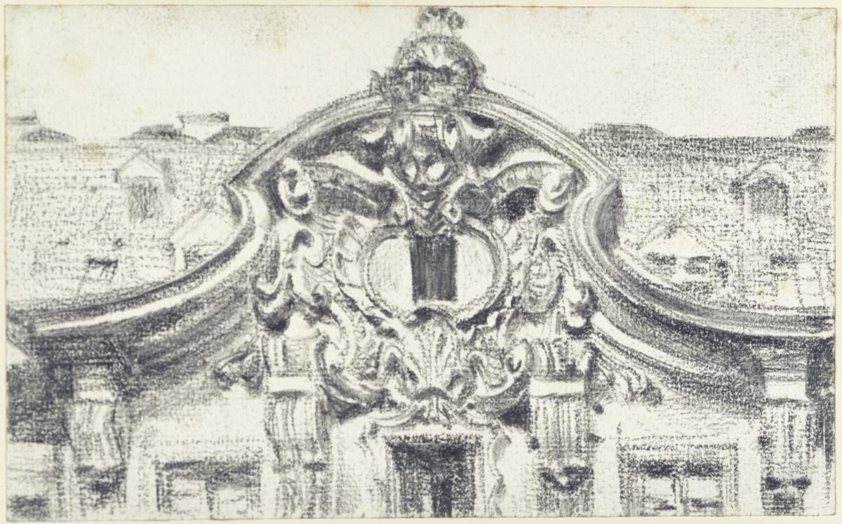 Giebel des Mittelrisalits des Palais du Saxe in Dresden