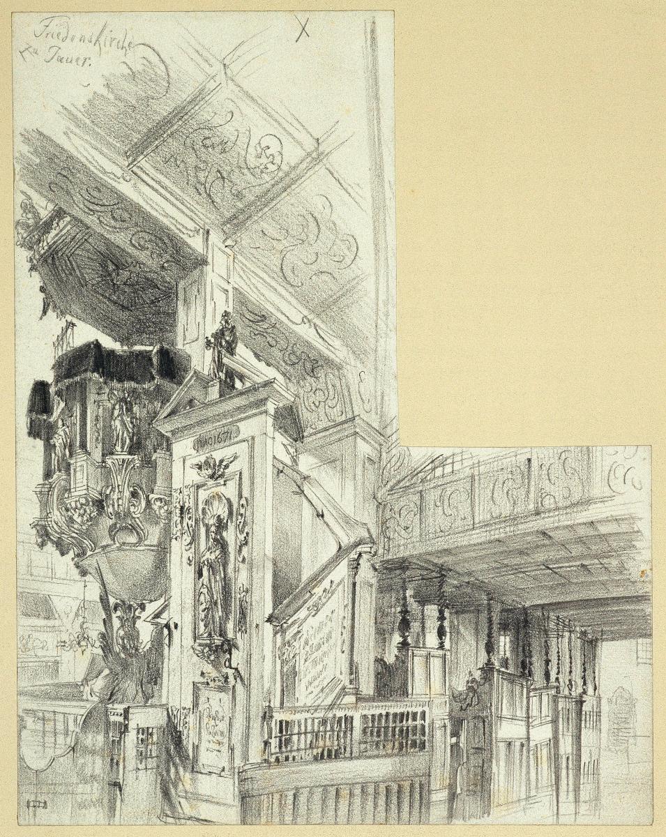 Interieur mit Kanzel der Friedenskirche in Jauer