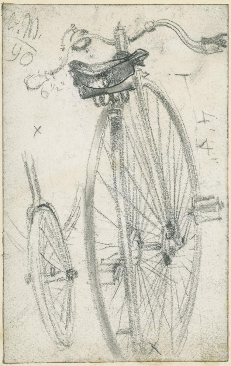 Hochrad, Ansicht von hinten und Details
