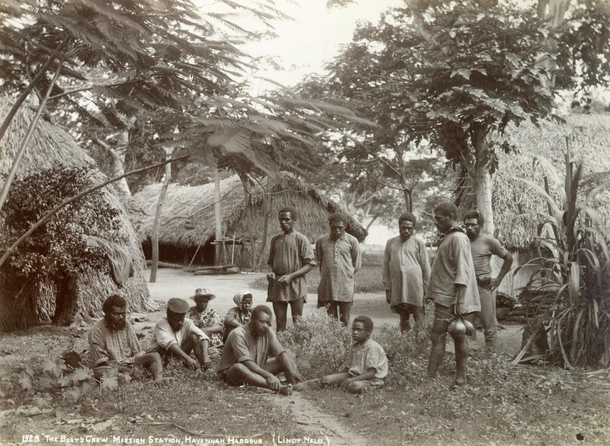 "The Boats Crew. Mission Station, Havannah Harbour."