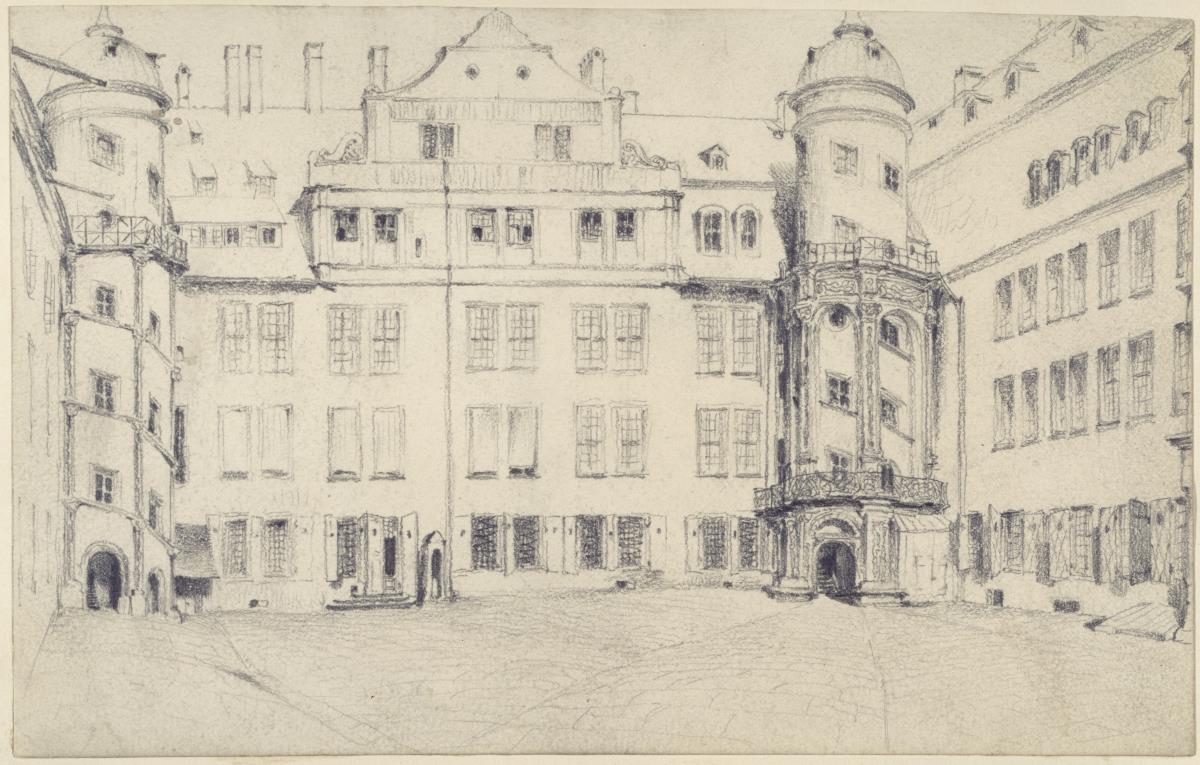 Die Westseite des Großen Schlosshofes in Dresden