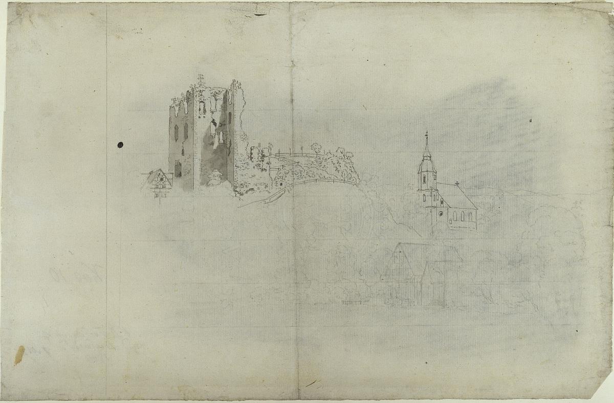 Ruine, Kirche und Häuser in Tharandt bei Dresden