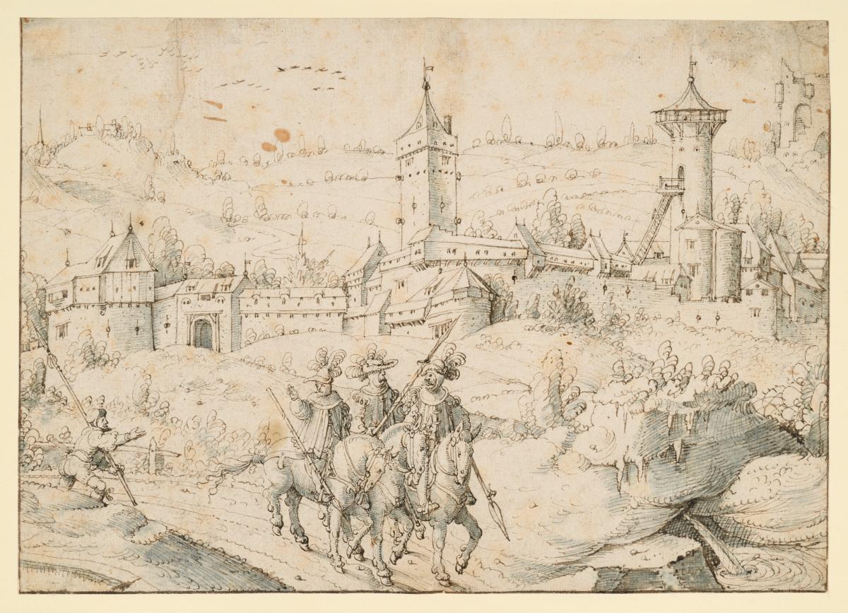Landschaft mit drei Reitern