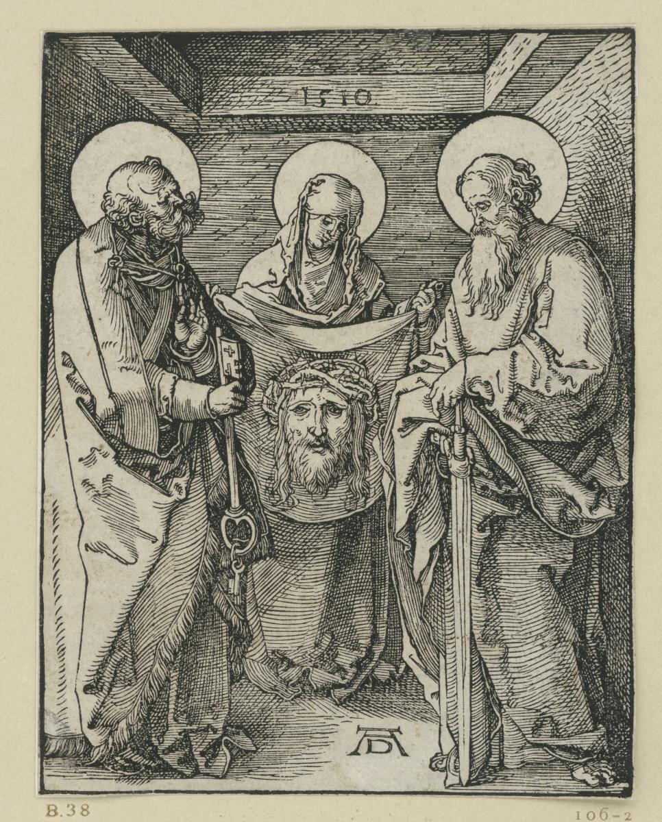 Heilige Veronika zwischen den Heiligen Peter und Paul (Kleine Passion)