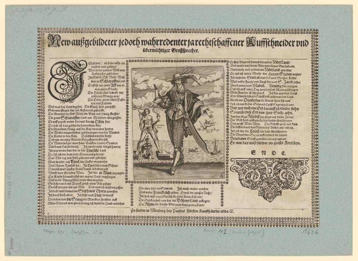 New außgebildeter [...] Auffschneider und übermühtiger Großsprecher