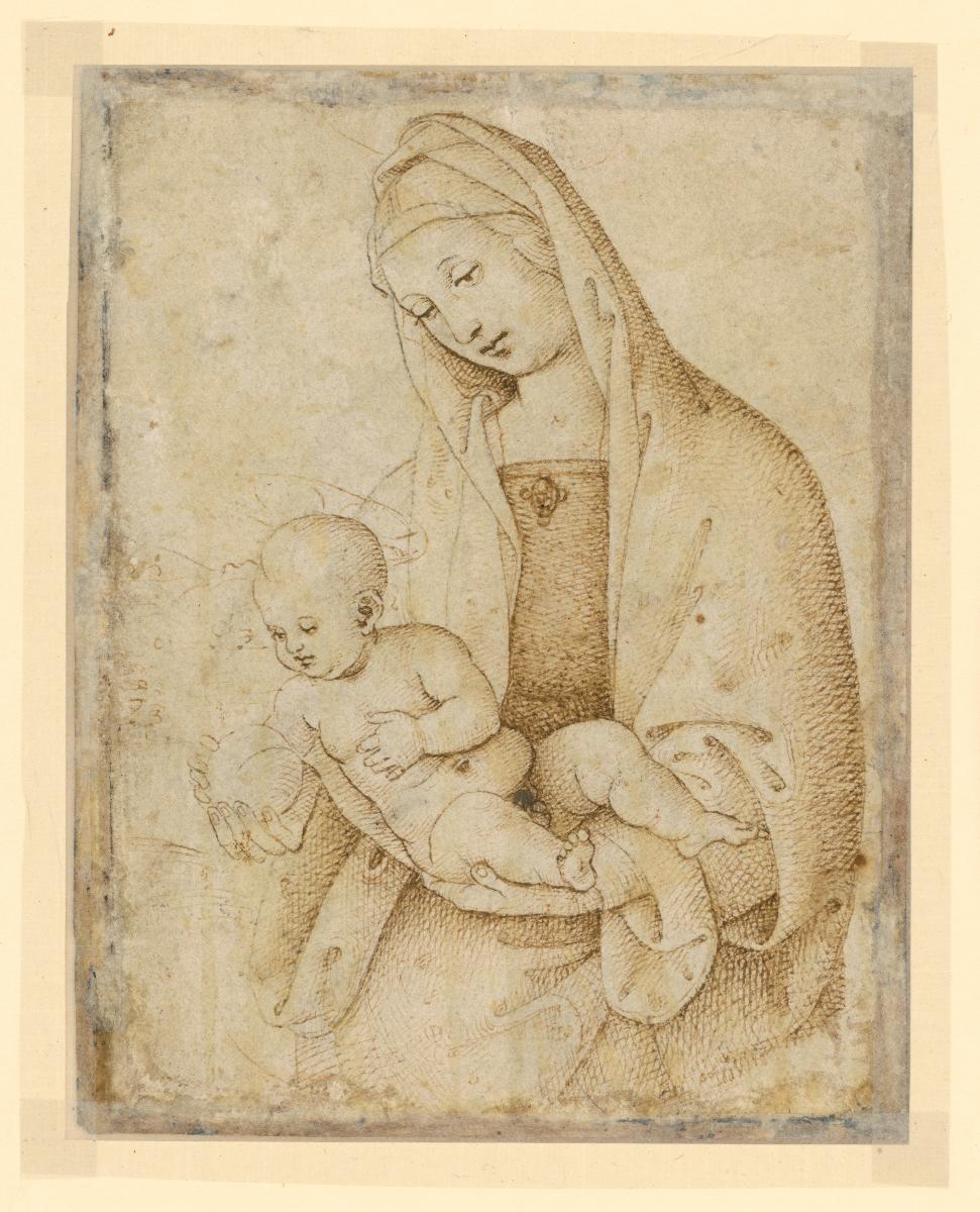 Madonna mit Kind und runder Frucht