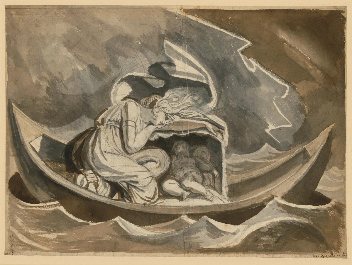 Danae im Kahn mit dem kleinen Perseus