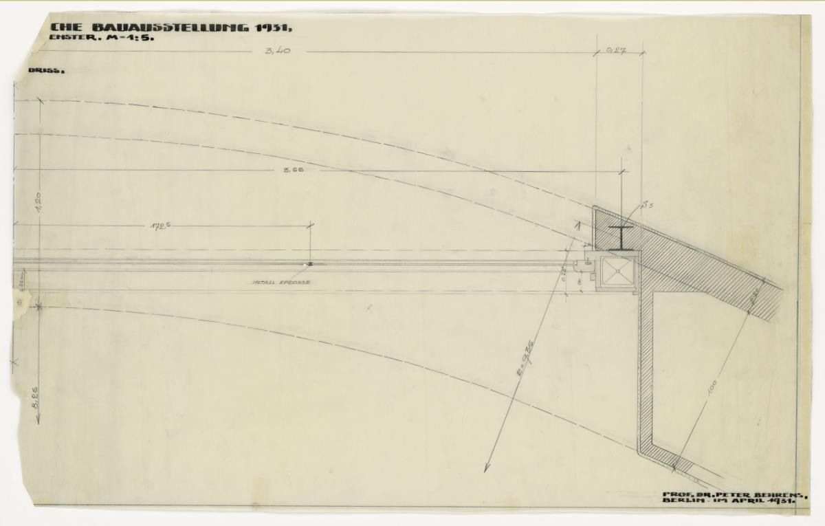 Deutsche Bauausstellung, Berlin, Grundriss Konstruktionsdetail Außenwand u. Fensteranschluss