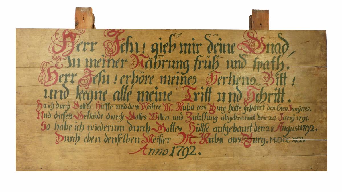 Herr Jesu, gib mit deine Gnad, / zu meiner Nahrung früh und spath. / Herr Jesu, erhöre meines Hertzens Bitt; / und seegne alle meine Tritt  und Schritt.