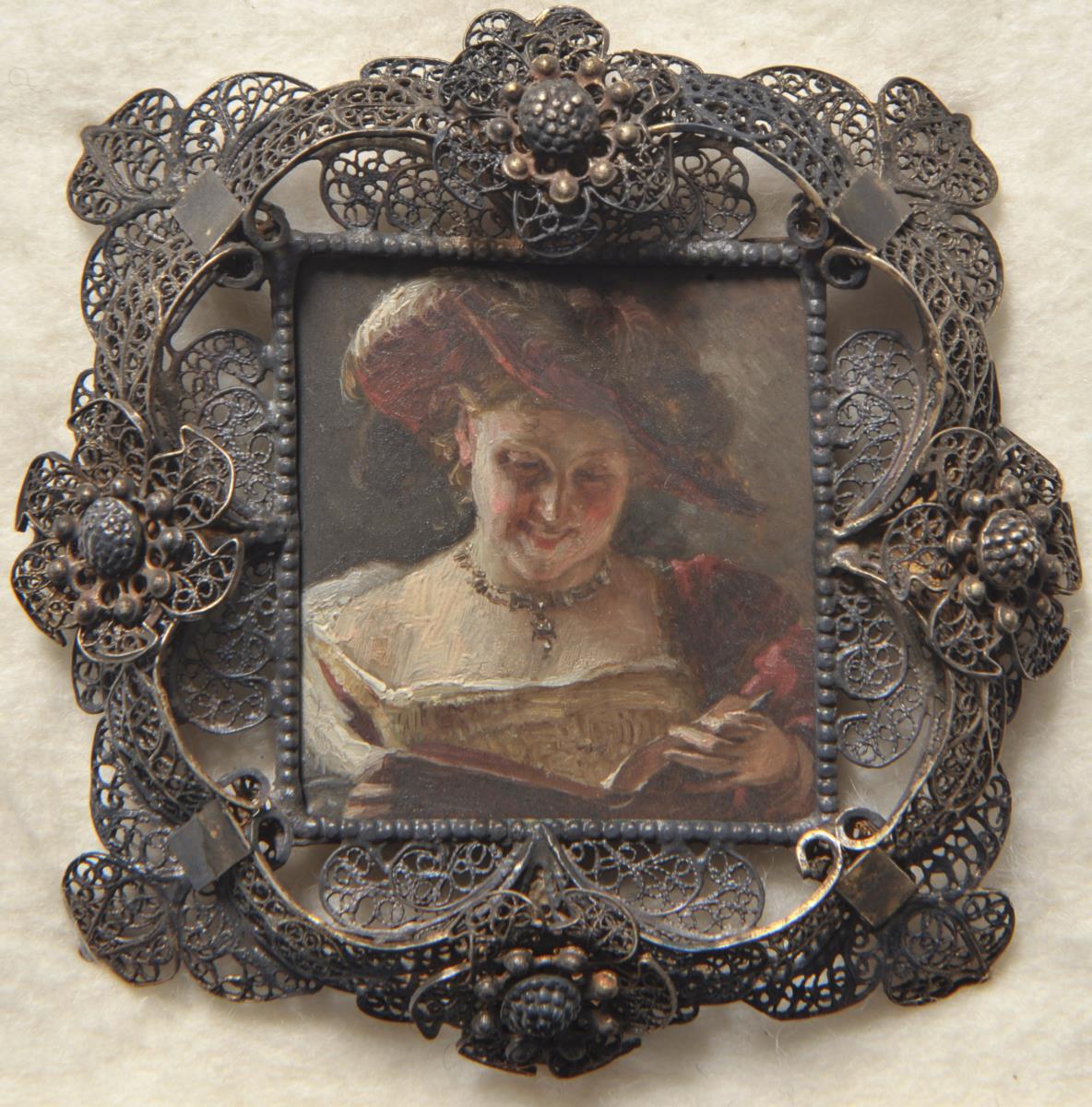 Lesende Dame. Miniatur aus der Sammlung Loewe