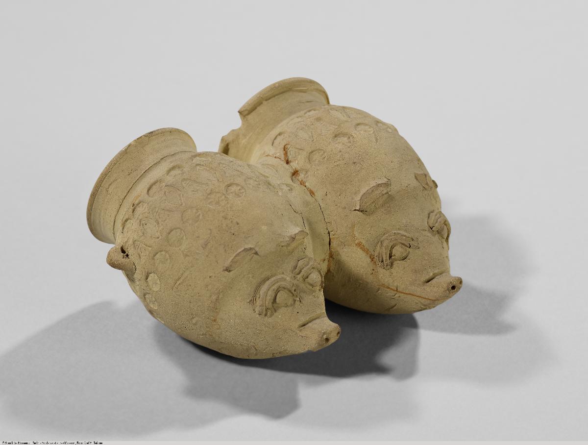 Doppelgefäß in Form zweier Schweinchen