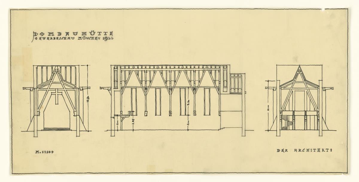 Gewerbeausstellung Dombauhütte, München, Entwurf Chor und Empore