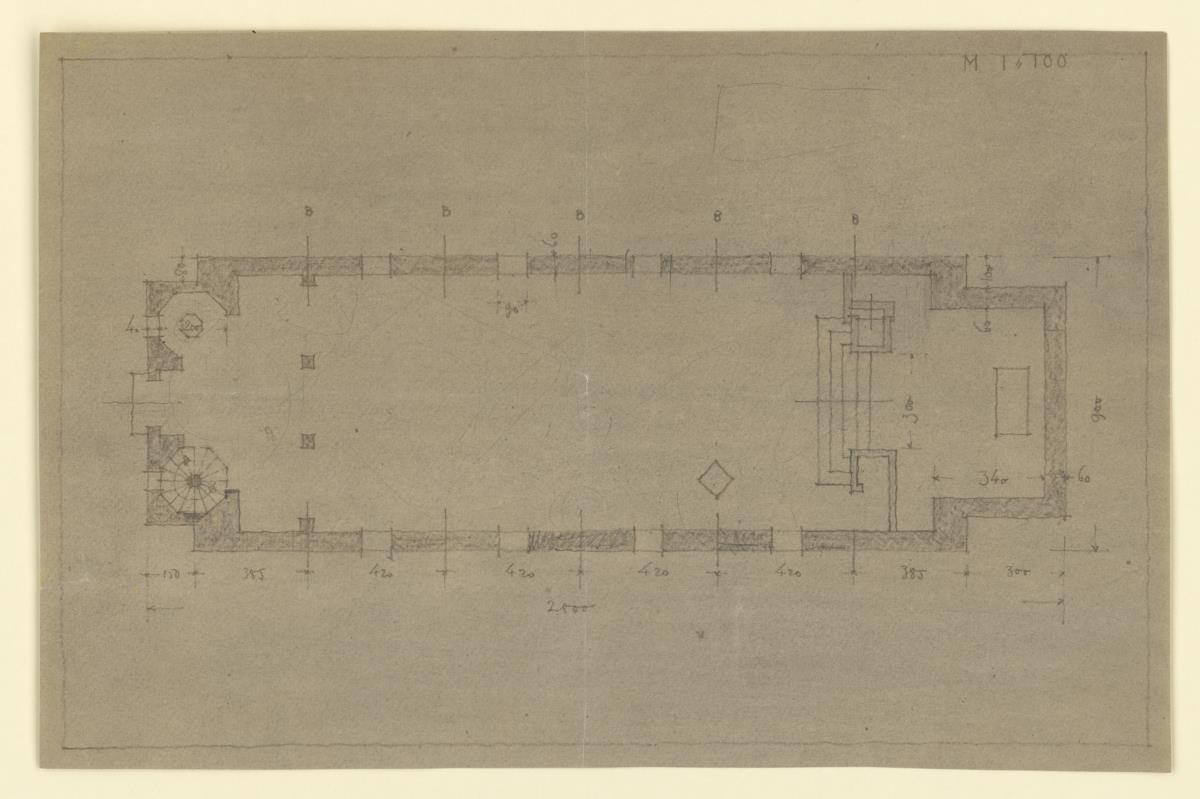 Gewerbeausstellung Dombauhütte, München, Grundriss, Lichtpause, M 1:100