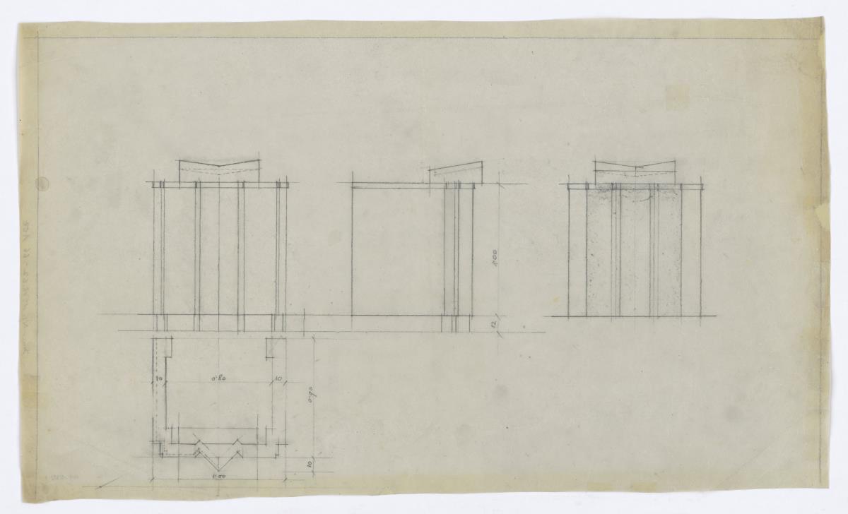Gewerbeausstellung Dombauhütte, München, Grundriss und Aufrisse der Kanzel
