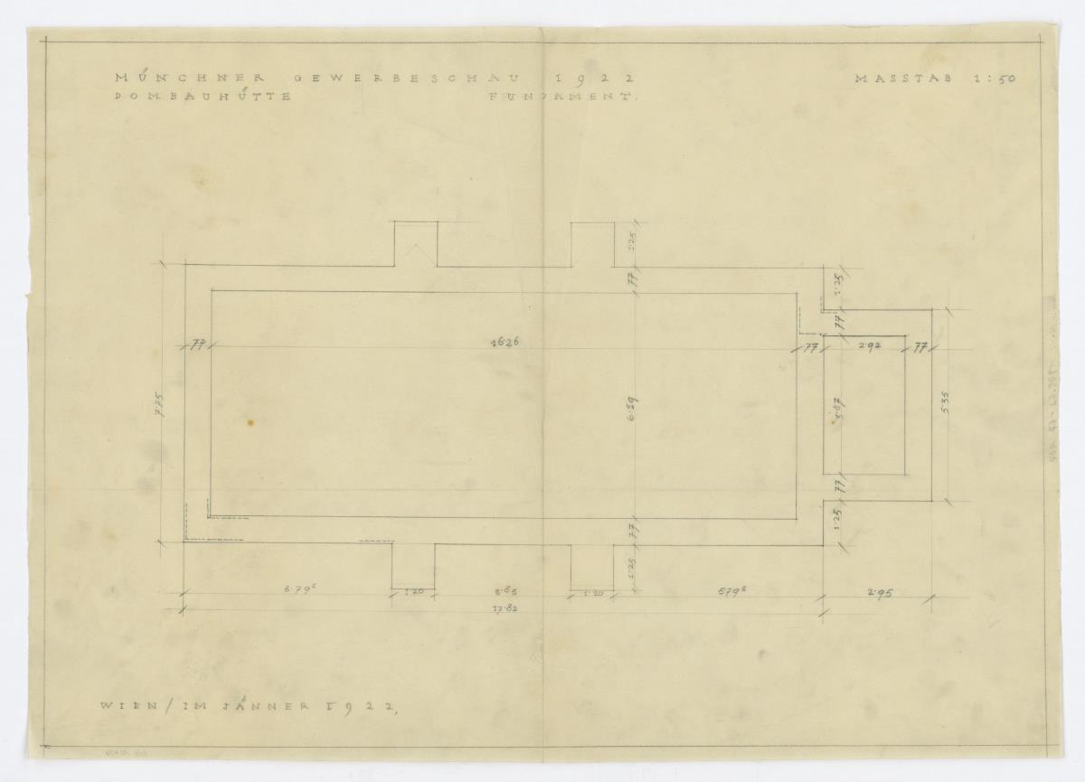 Gewerbeausstellung Dombauhütte, München, Grundriss Fundamente