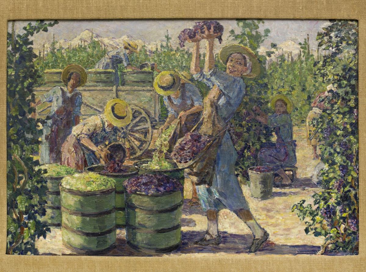 Frauen bei der Weinlese im Karl-Marx-Kolchos Gnadenburg