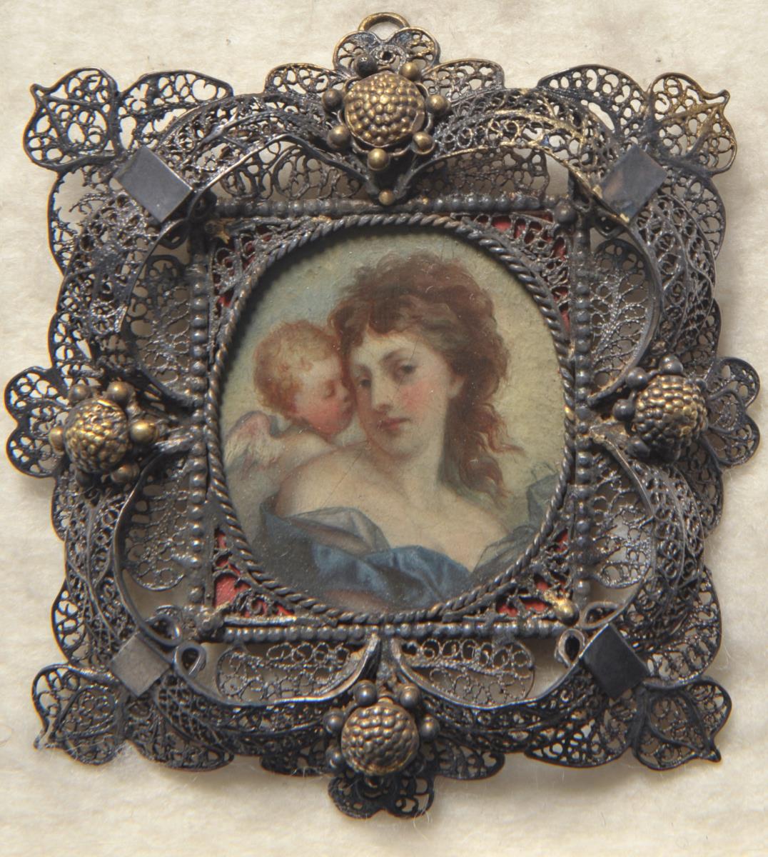 Venus und Amor. Miniatur aus der Sammlung Loewe