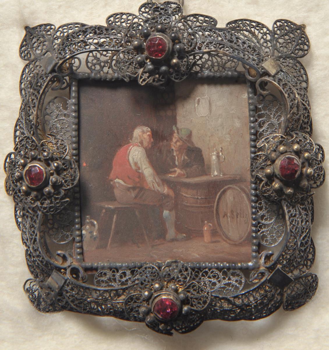 Wirtshausszene. Miniatur aus der Sammlung Loewe