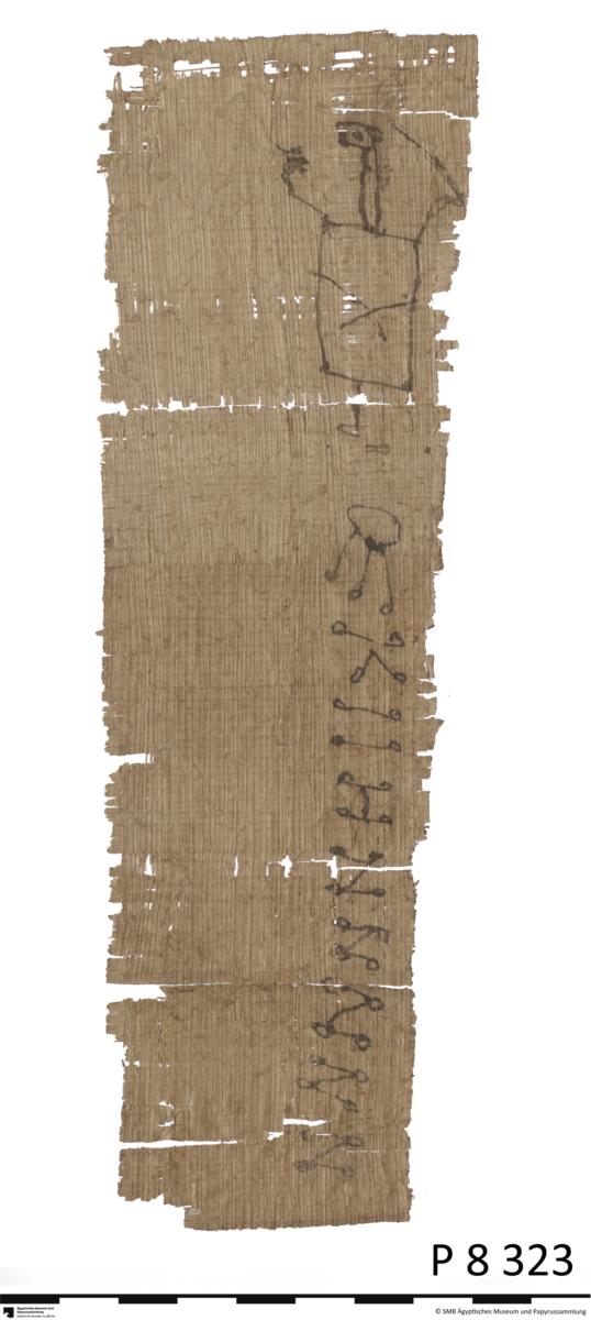 Koptischer Papyrus als Amulett (Bestandteil des "Berliner magischen Archivs")