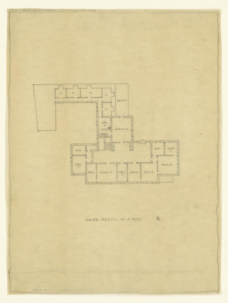 Wohnhaus Alexander Hoffmann, Wien, Obergeschoss, Grundriss 2